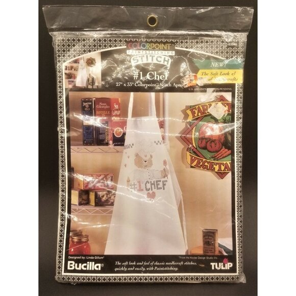 Bucilla Colorpoint Paintstitching Stitch Chef's Apron Embroidery Kit NIP - Picture 1 of 4